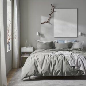 Пододеяльник и наволочка IKEA ANGSLILJA , серый, 150x200/50x60 см.