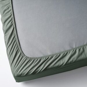 Простыня с резинкой IKEA DVALA , серо-зеленая, 160x200 см